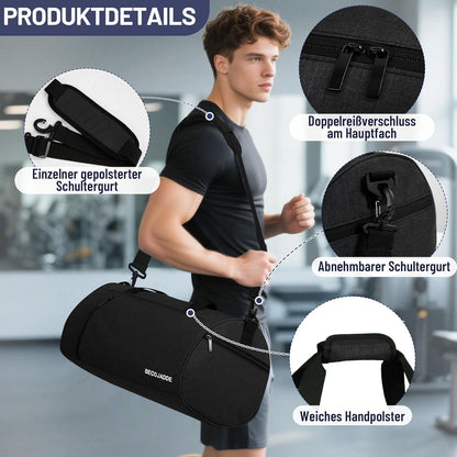 Sporttasche mit Schuhfach & Nassfach, 25L Schwarz