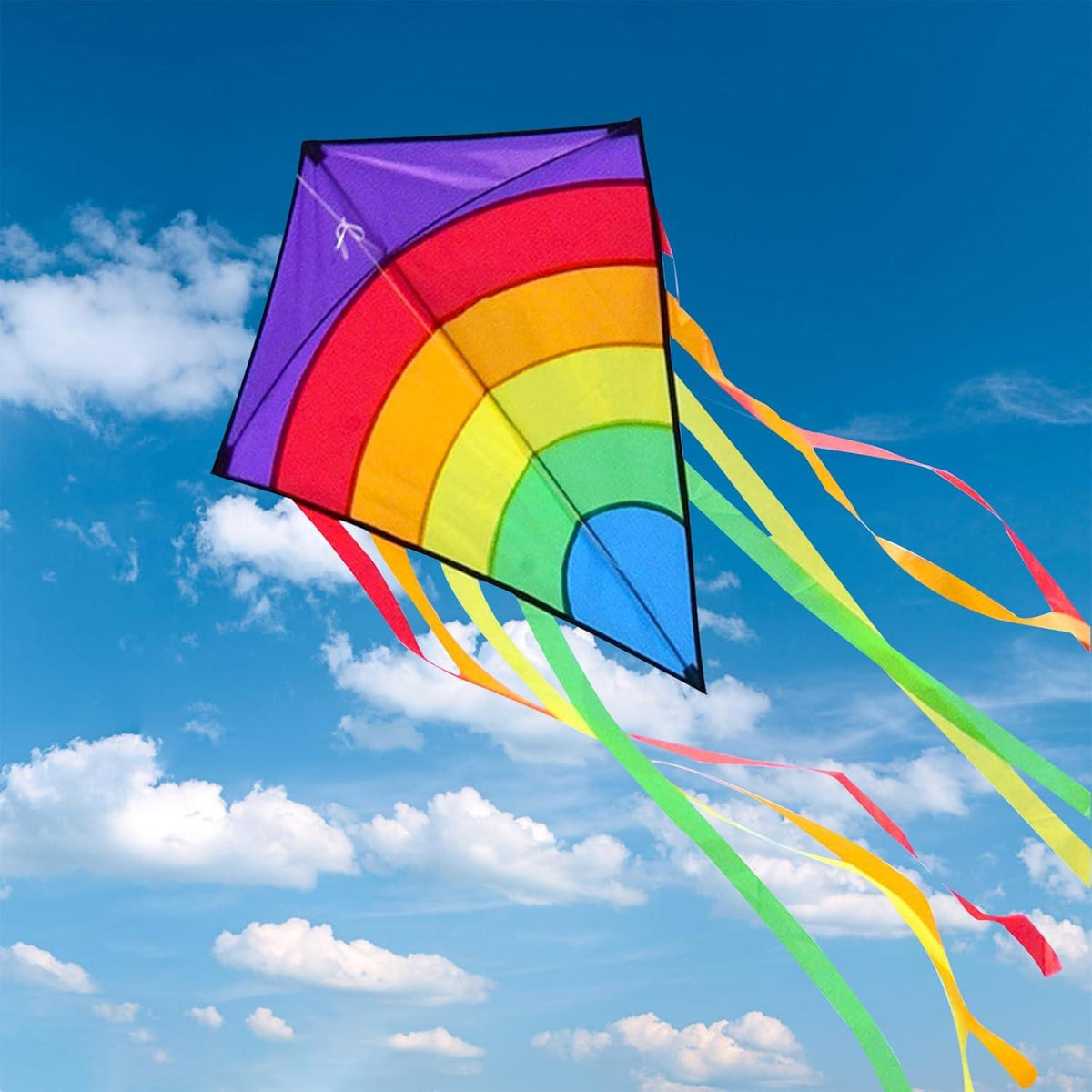 Einleiner Flugdrachen für Kinder 64x75cm Regenbogen Drachen mit 100m