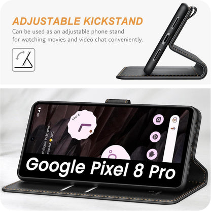 Klapphülle Google Pixel 8 Pro Lederhülle Schwarz Magnetverschluss Standfunktion