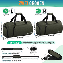 Sporttasche für Damen und Herren, 25L Reisetasche mit