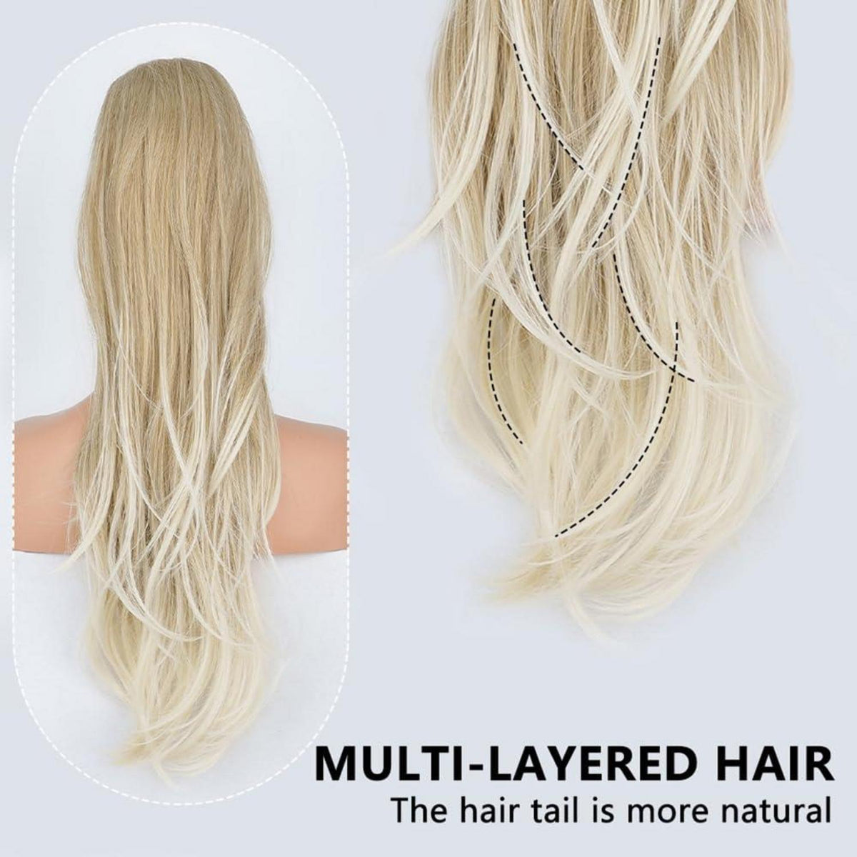 Langer Pferdeschwanz Zopf Extension Blond Ombre 65cm