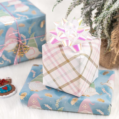 Wendbares Weihnachtsgeschenkpapier Mini-Rolle Metallic-Folienglanz