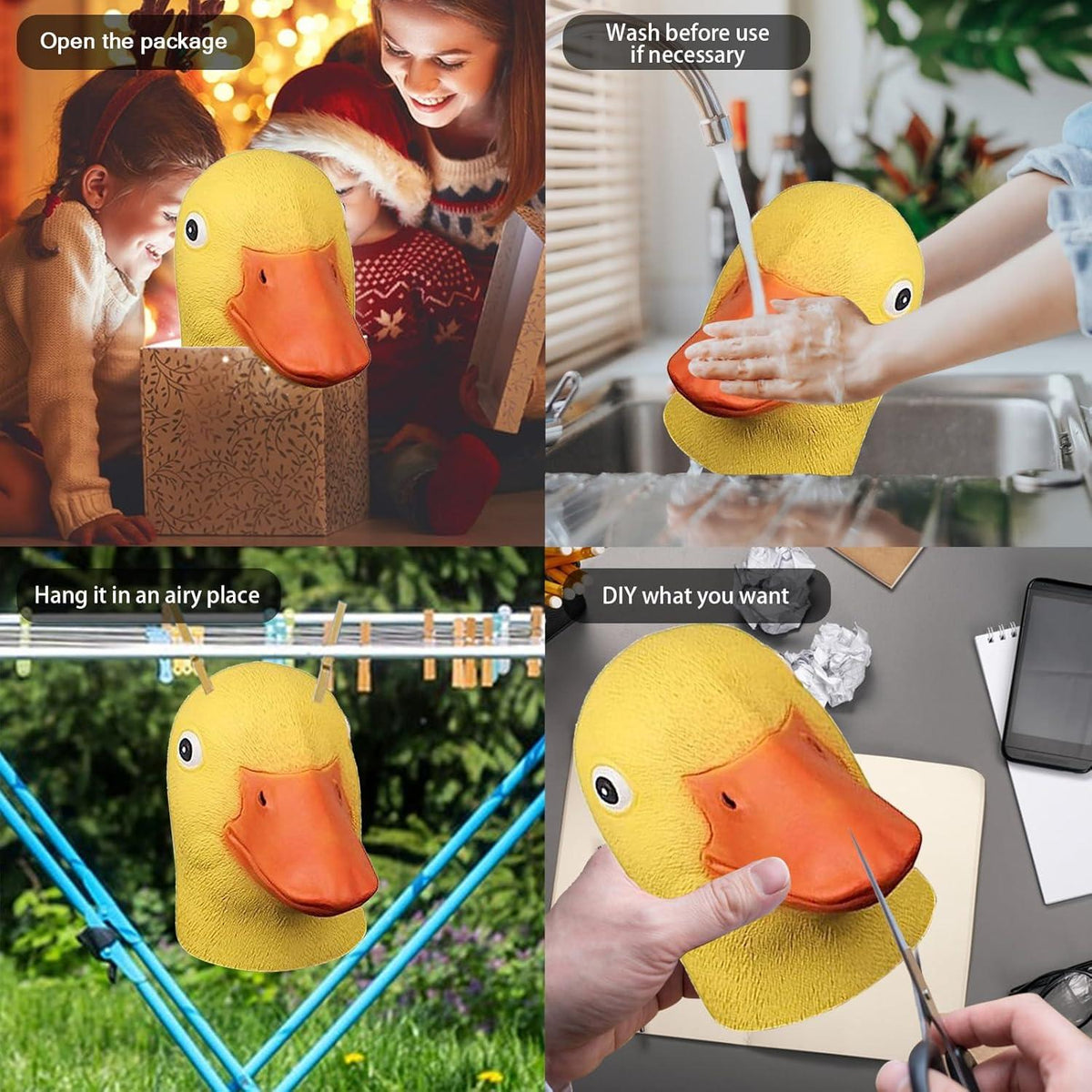 Gelbe Ente Tier Latex Maske Halloween Karneval Party Geschenkbox