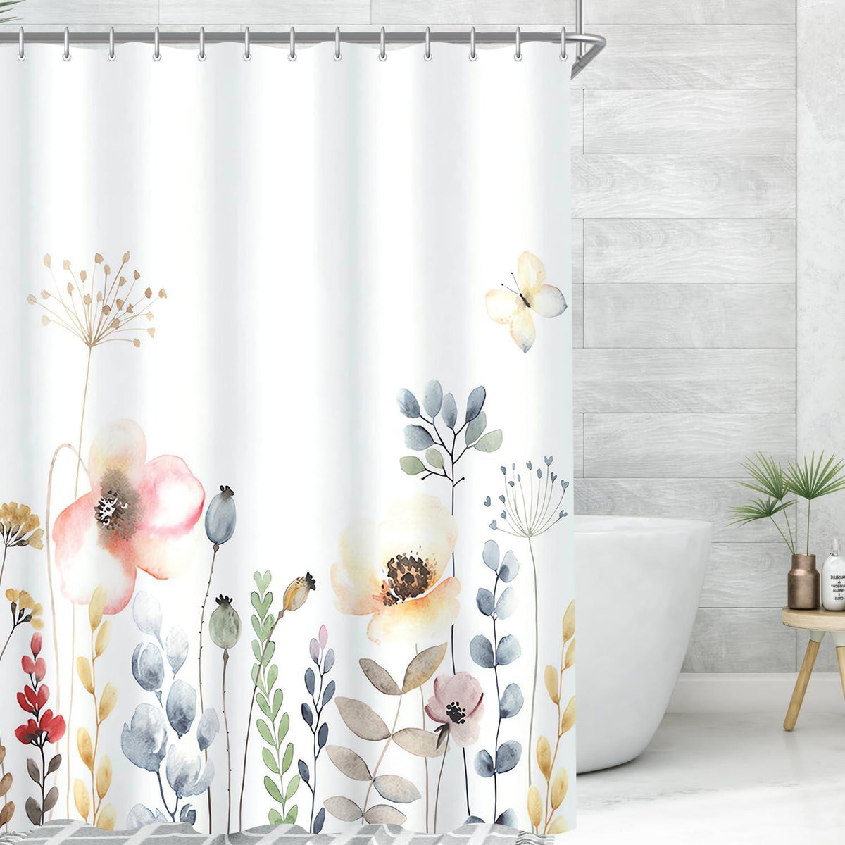Duschvorhang Blumen 120x180cm Antischimmel Gewichtet, Wasserabweisend, Waschbar
