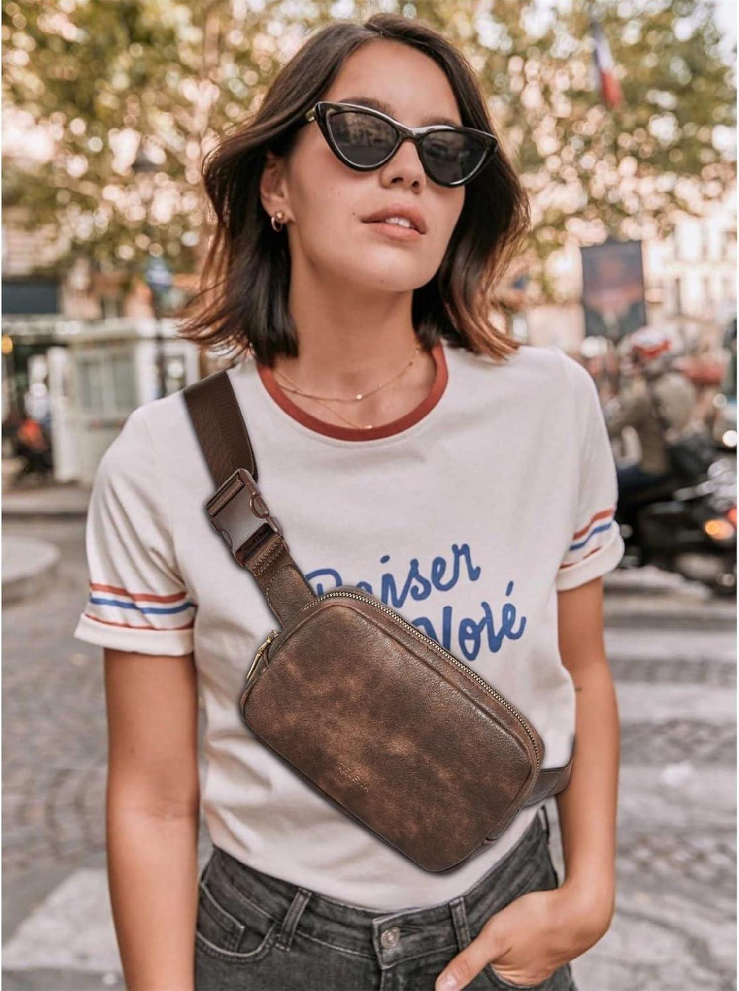 Telena Damen Bauchtasche aus PU Leder in Kaffee - Stylische