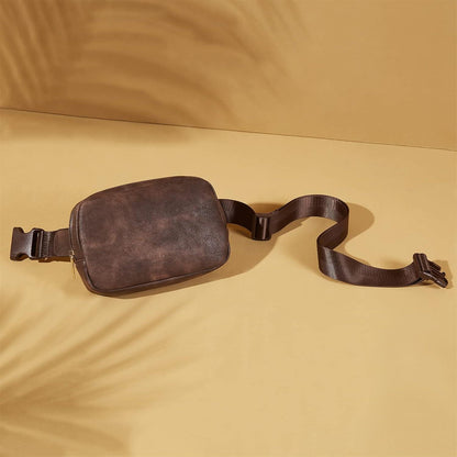 Telena Damen Bauchtasche PU Leder Umhängetasche Brusttasche Gürteltasche