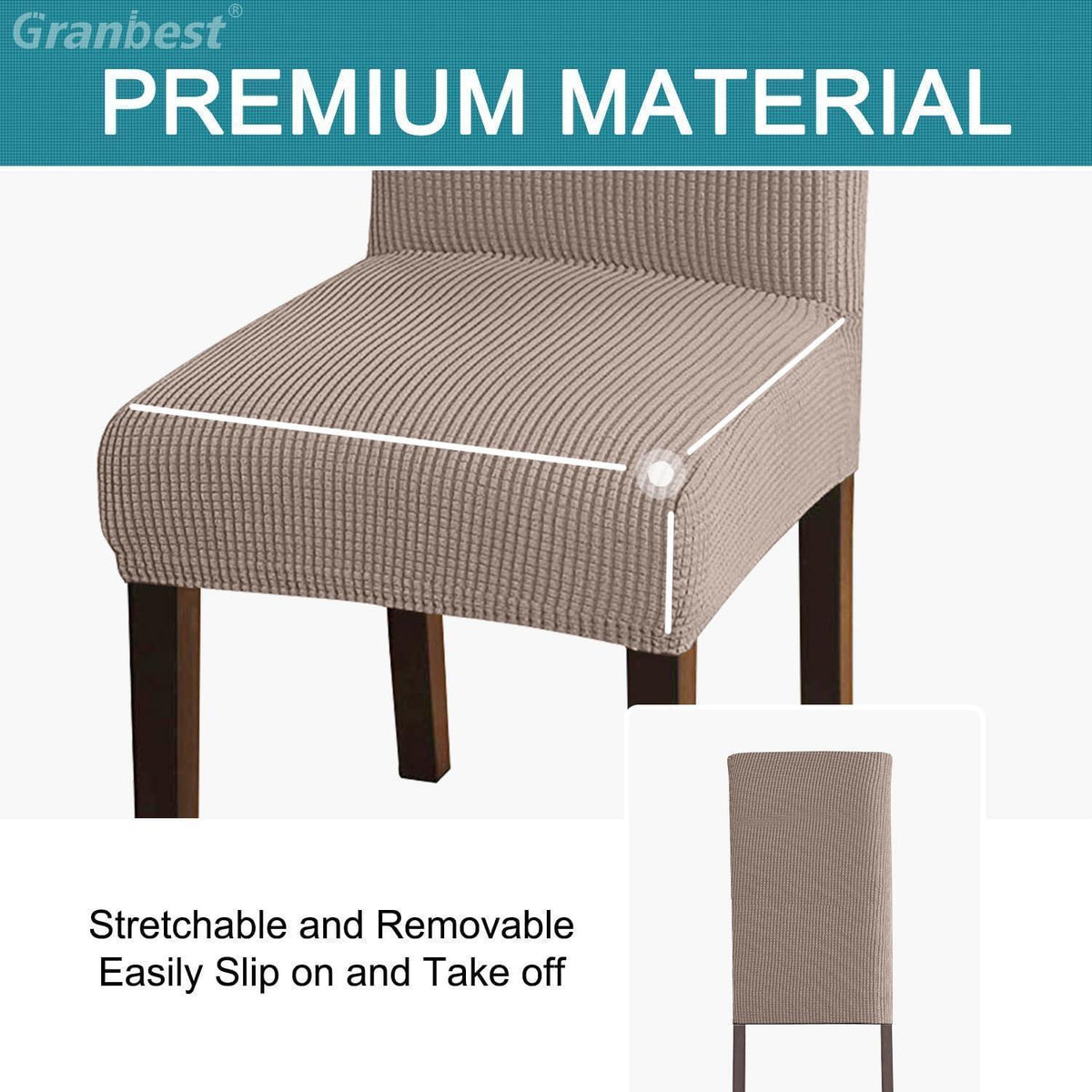 Stuhlhussen Set 4-teilig Jacquard Sand | Esszimmer & Küche