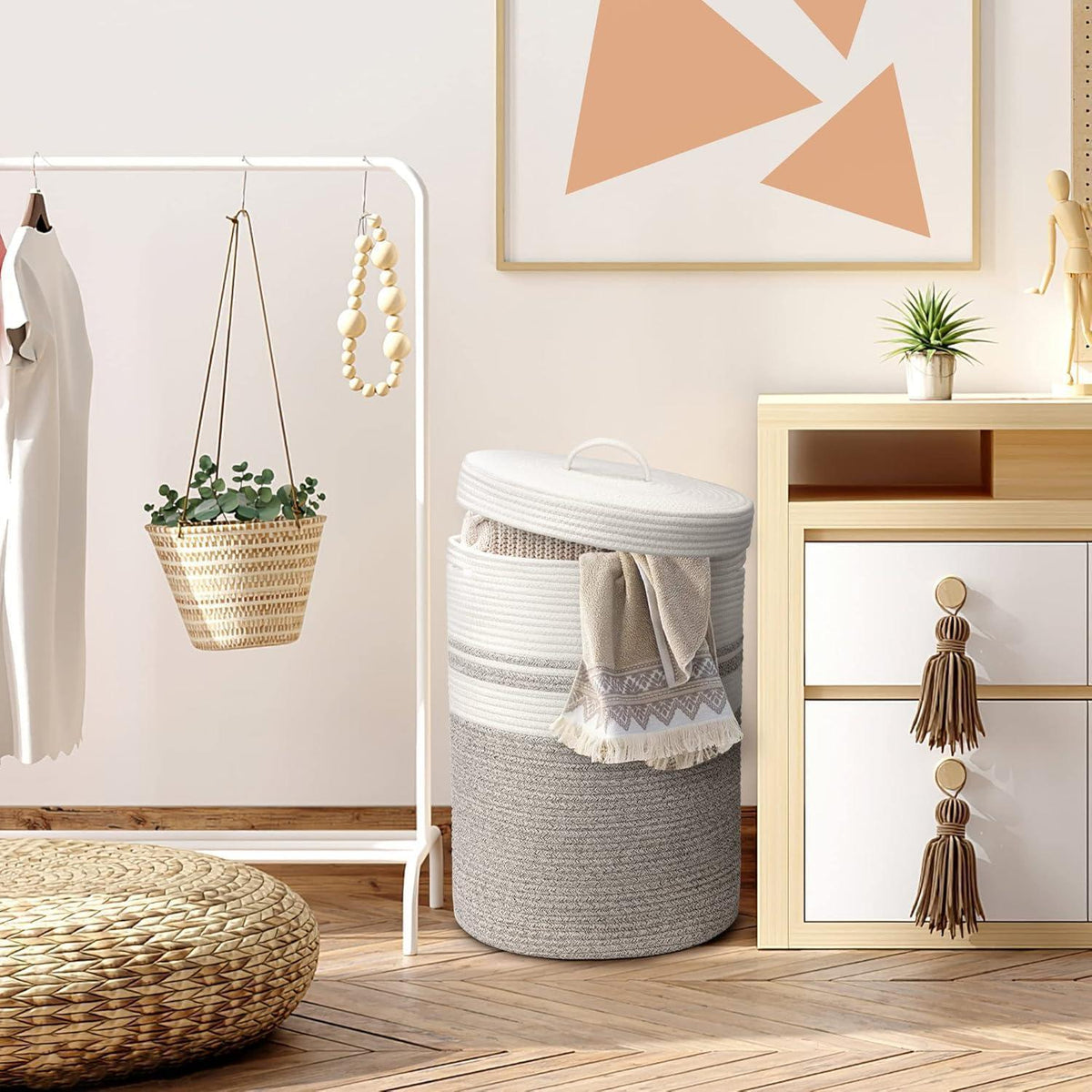 Faltbarer Wäschekorb mit Deckel – Wäschekorb Braun 55L