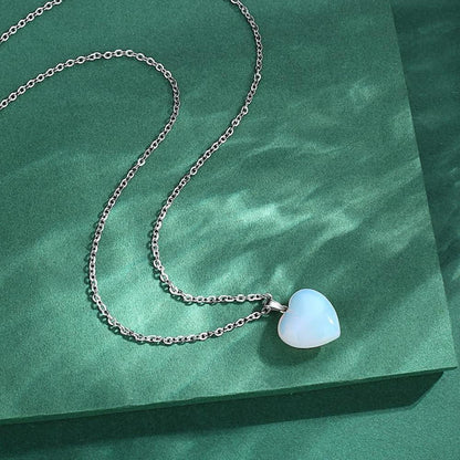 Opal Herz Halskette Damen – Heilkristall Schmuck für Valentinstag