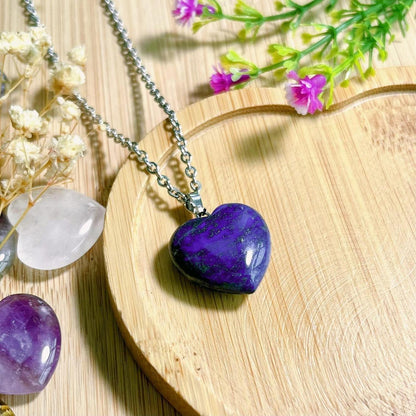 Lapislazuli Herz Halskette Damen Silber, Heilkristall Anhänger