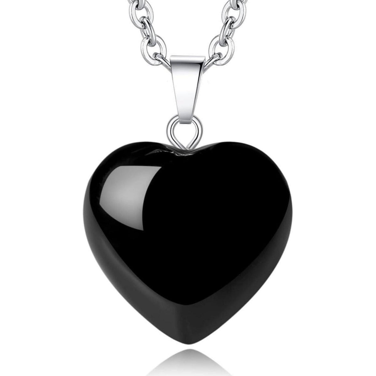 Obsidian Herz Kette Damen Silber Heilkristall Verstellbar