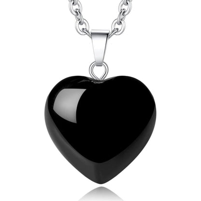 Obsidian Herz Kette Damen Silber Heilkristall Verstellbar
