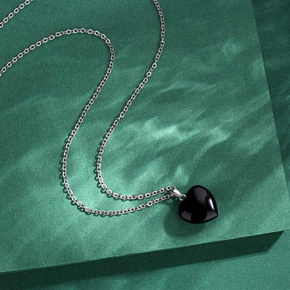 Obsidian Herz Kette Damen Silber Heilkristall Verstellbar