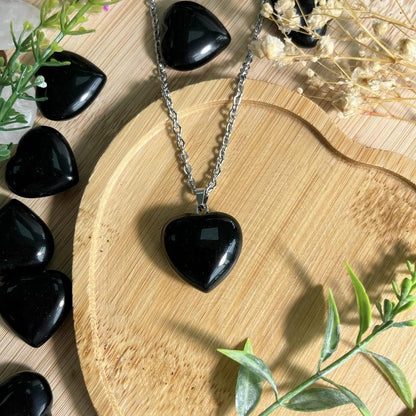 Obsidian Herz Kette Damen Silber Heilkristall Verstellbar