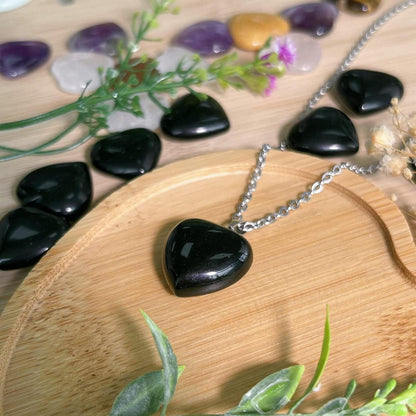 Obsidian Herz Kette Damen Silber Heilkristall Verstellbar