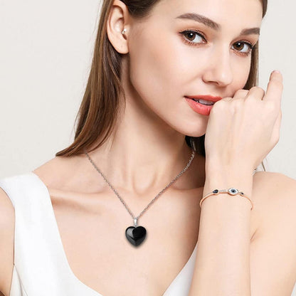 Obsidian Herz Kette Damen Silber Heilkristall Verstellbar