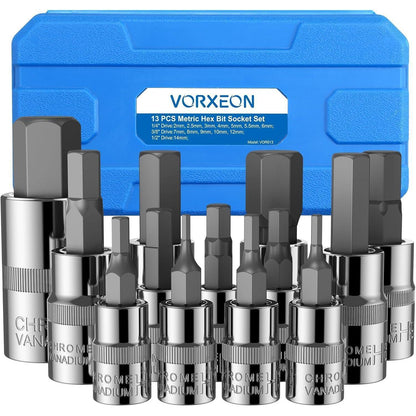Sechskant Steckschlüssel Set 13tlg. metrisch 2-14mm S2 Stahl für Drehmomentschlüssel