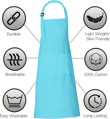 Kochschürze 100% Baumwolle 3 Taschen Männer Frauen 88x69 cm