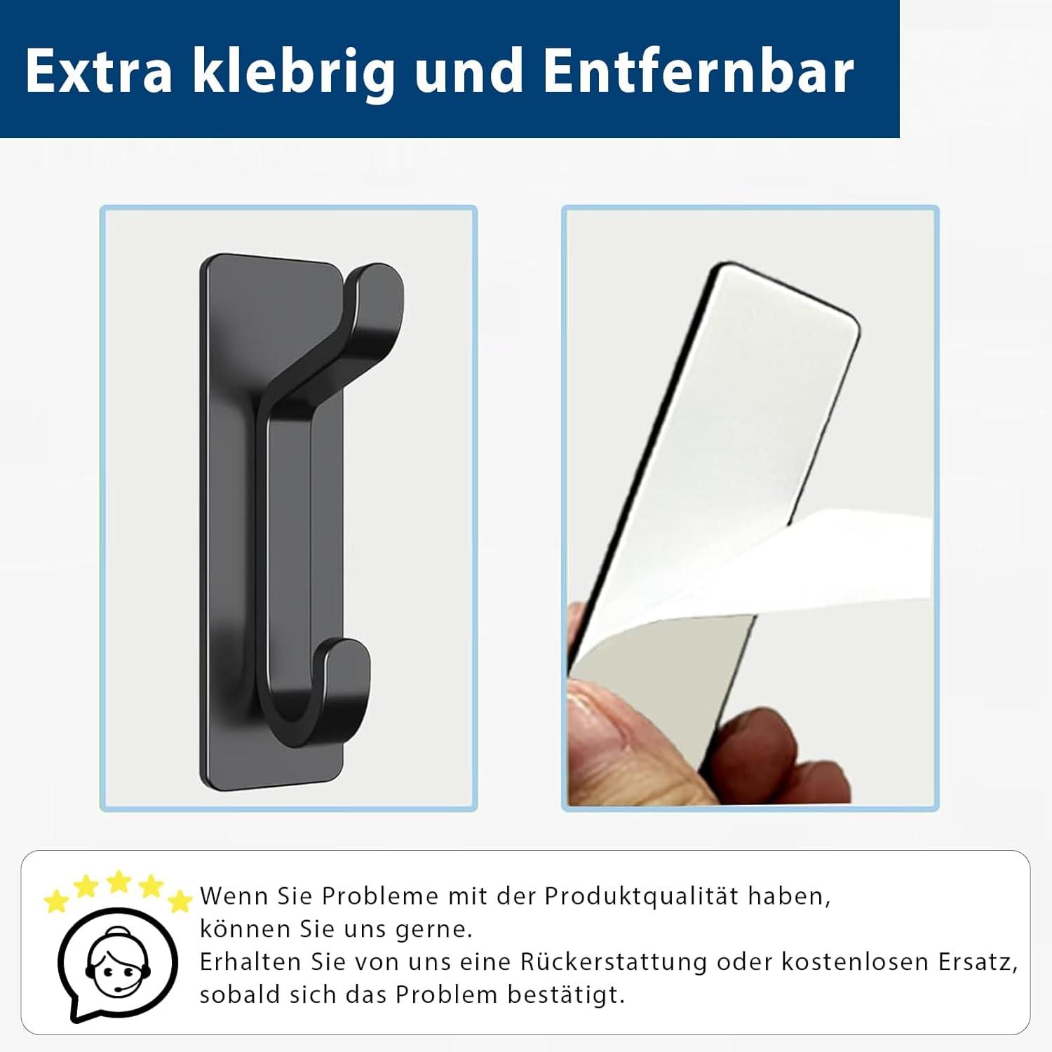 Pickpiff 12er Set Klebehaken Ultra Stark 6kg Schwarz Ohne Bohren
