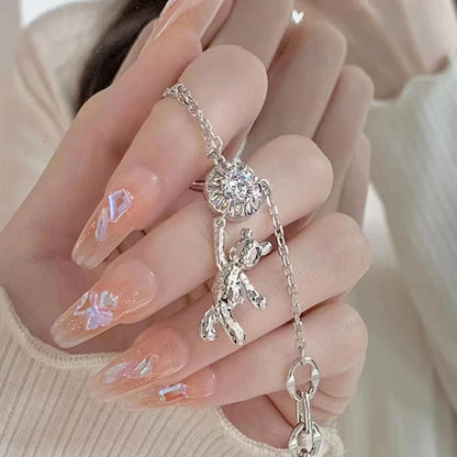 24 Stück Ballerina Nägel mit Strass - Glänzend, Lang - Acryl Press on