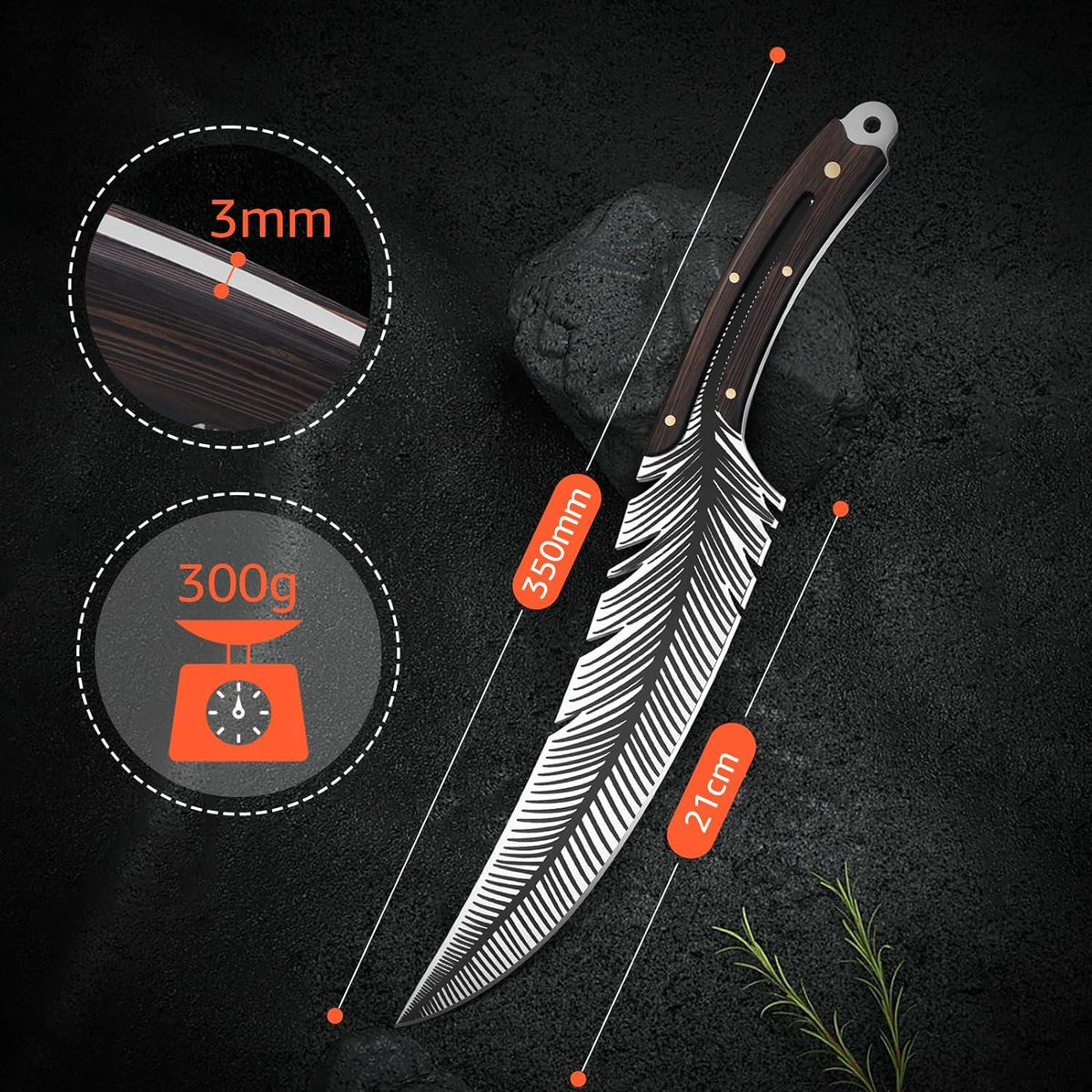 DRAGON RIOT Japanisches Profi Küchenmesser Scharf Grillmesser mit