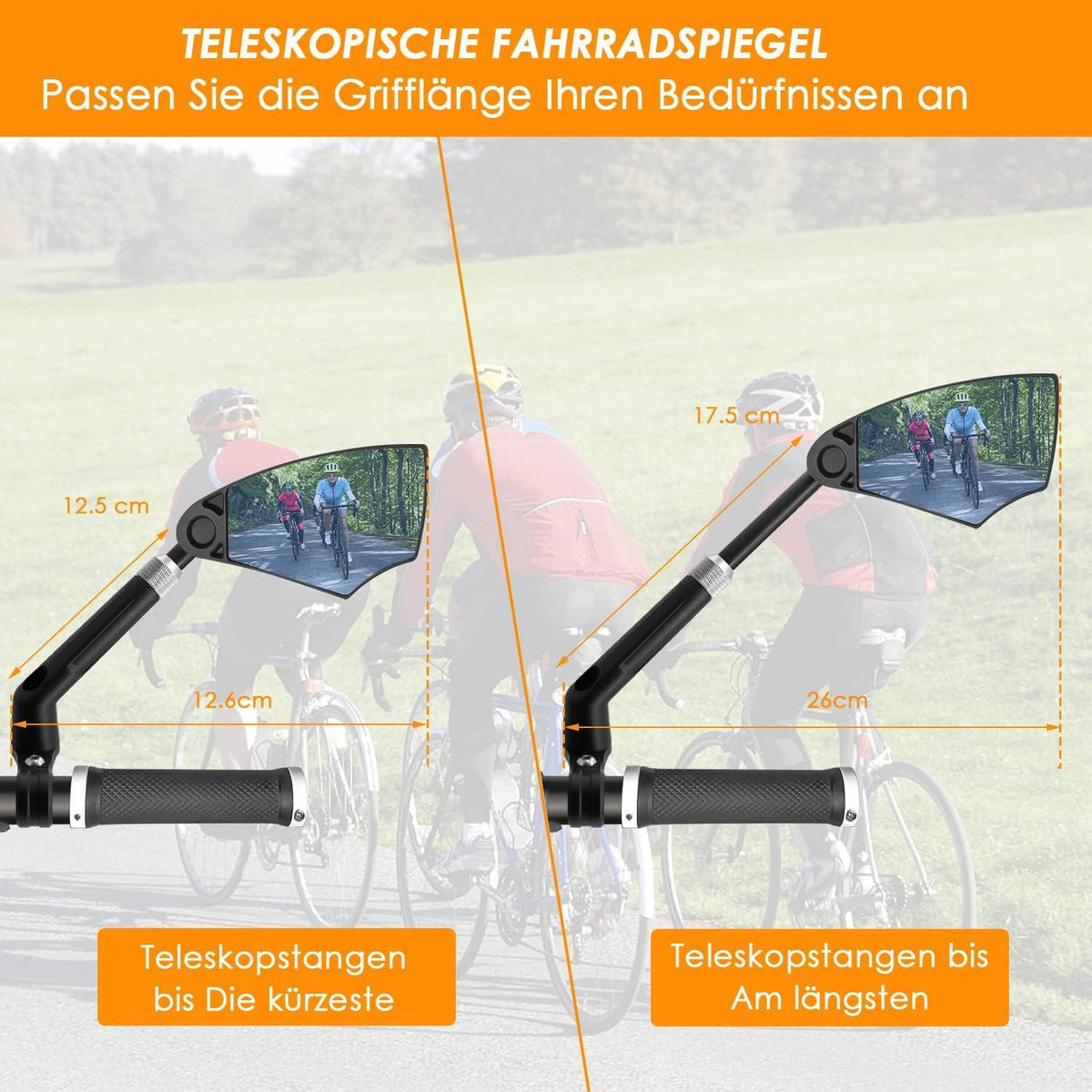 Fahrradspiegel Blendschutz Rückspiegel HD Echtglas 360° Drehbar