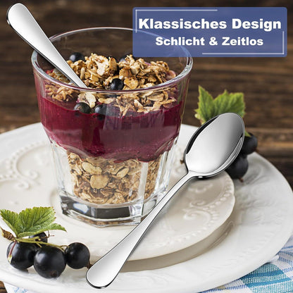 12 Edelstahl Kaffeelöffel – 14cm Dessertlöffel Set