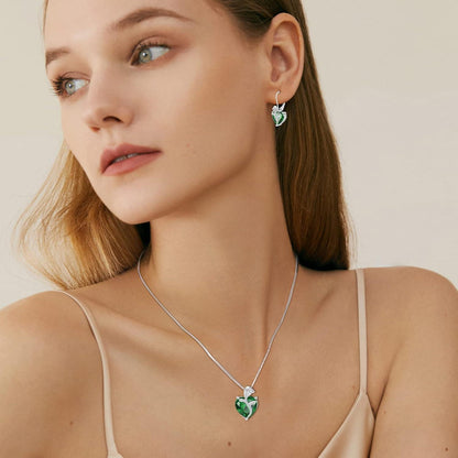 FJ Herz Kette Damen 925 Silber Geburtsstein Anhänger Rose