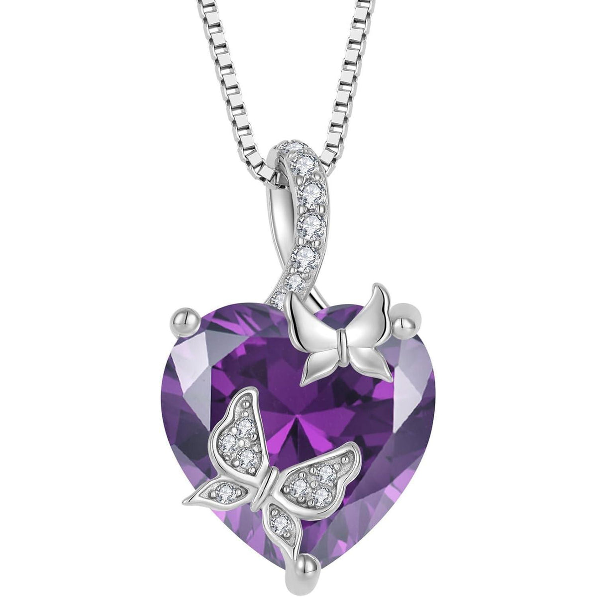 Schmetterling Halskette Damen 925 Sterling Silber mit Amethyst Geburtsstein
