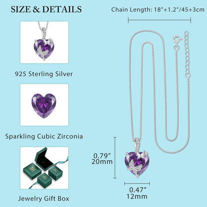 Schmetterling Halskette Damen 925 Sterling Silber mit Amethyst Geburtsstein