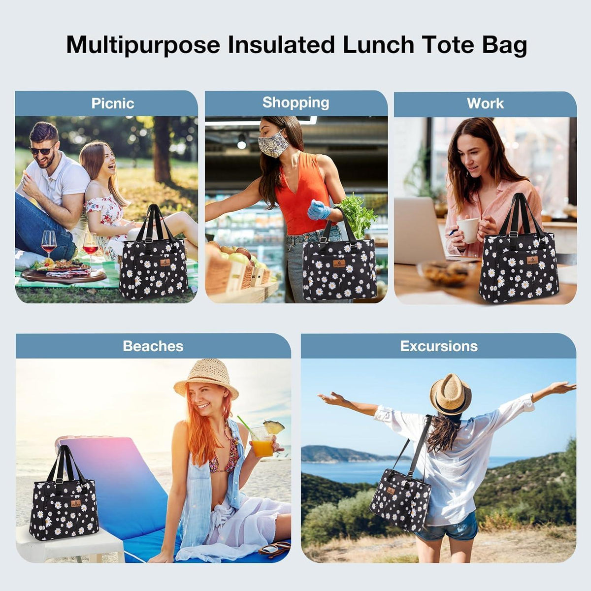Lunchtasche Damen 12L, Kühltragetasche Wasserdicht & Auslaufsicher