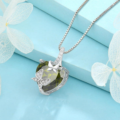 Schmetterling Halskette Damen 925 Sterling Silber mit Peridot Geburtsstein