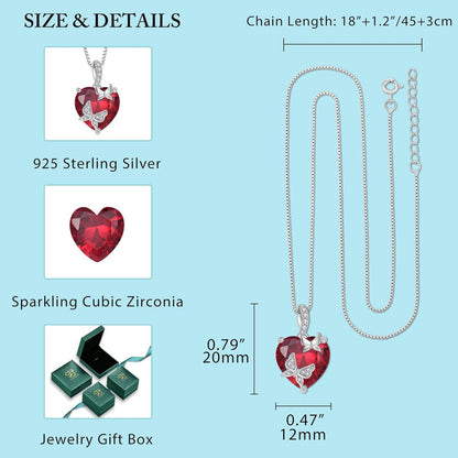 Schmetterling Halskette Damen 925 Sterling Silber mit Rubin Geburtsstein