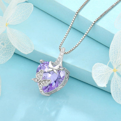 Schmetterling Halskette Damen 925 Sterling Silber mit Alexandrit Geburtsstein