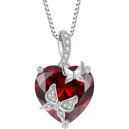 Schmetterling Halskette Damen 925 Sterling Silber mit Granat Geburtsstein