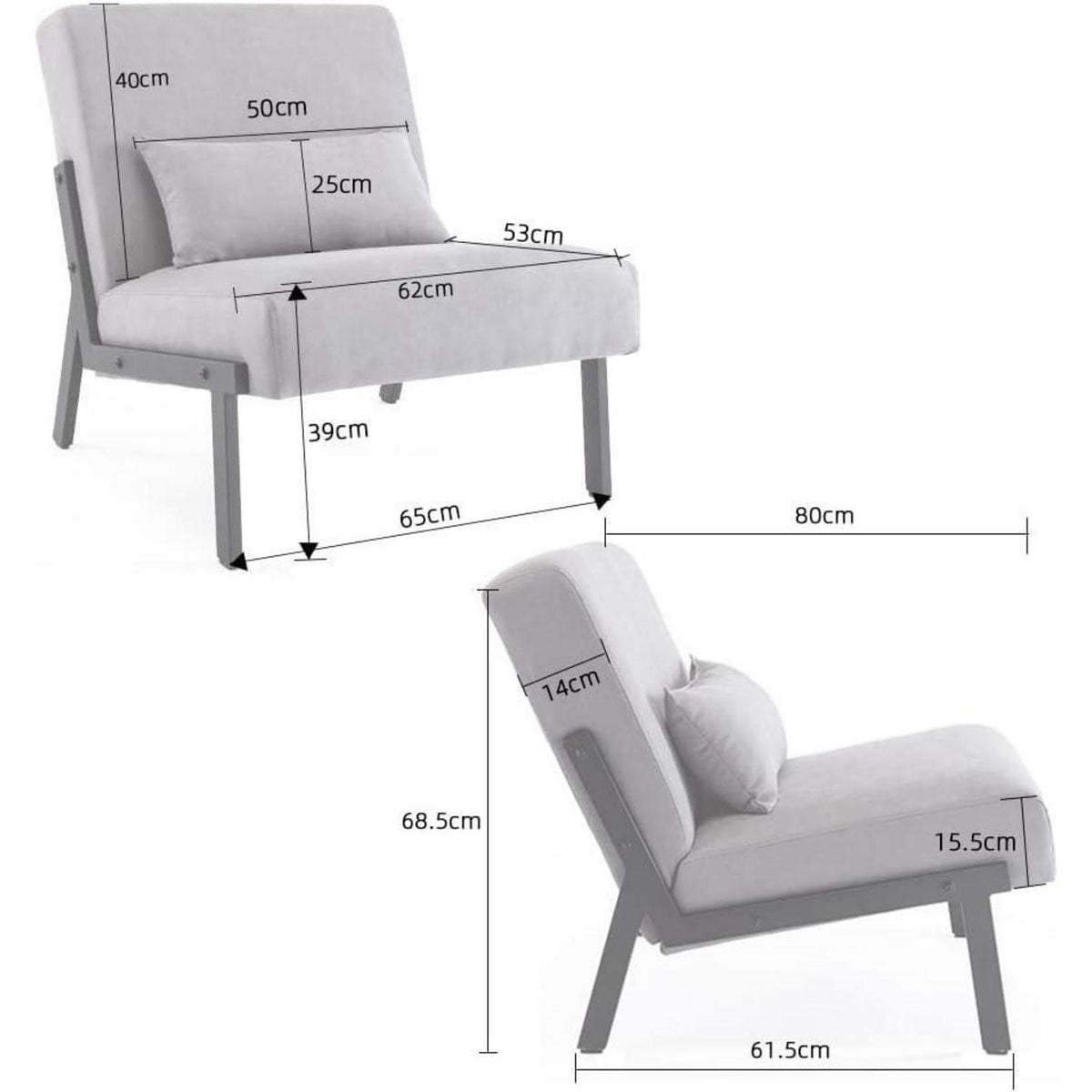 Moderner Lounge Sessel Grau – Bequemer Relax Sessel mit Kissen