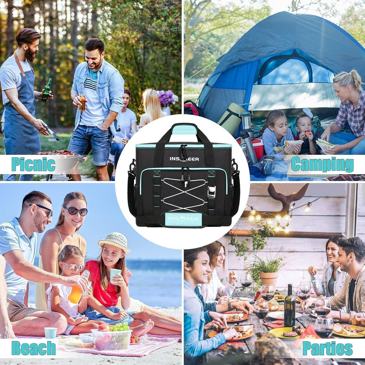 Kühltasche 55L – Groß, Faltbar & Auslaufsicher für Picknick & Camping