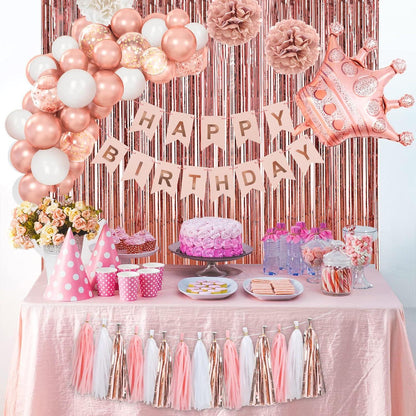Rose Gold Geburtstagsdeko Set für Frauen Mädchen