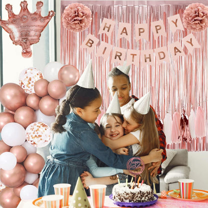 Rose Gold Geburtstagsdeko Set Frauen Mädchen Luftballons Party Deko