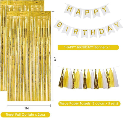 Geburtstagsdeko Weiß Gold Party Deko Luftballons Konfetti Ballons