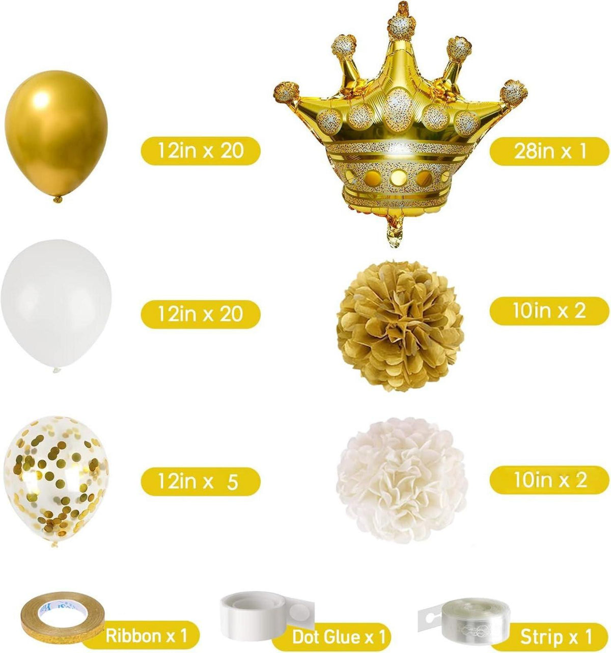 Geburtstagsdeko Weiß Gold Party Deko Happy Birthday Set