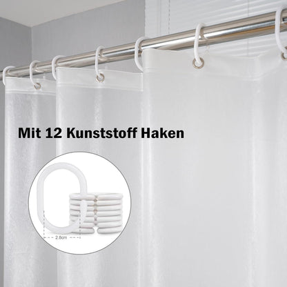 Translucent White Shower Curtain 180x220 with 5 Weight Magnets Water-repellent