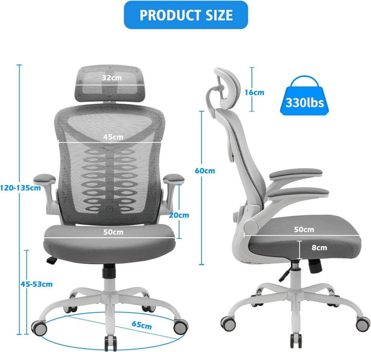 Ergonomischer Bürostuhl mit verstellbarer Lendenwirbelstütze