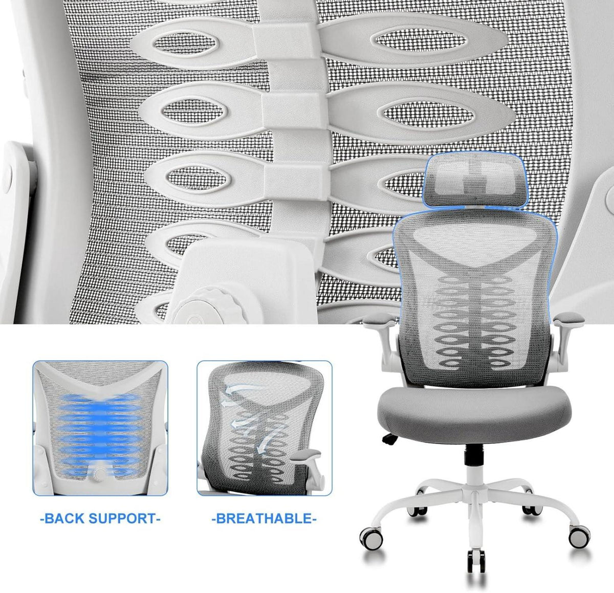 Ergonomischer Bürostuhl mit verstellbarer Lendenwirbelstütze