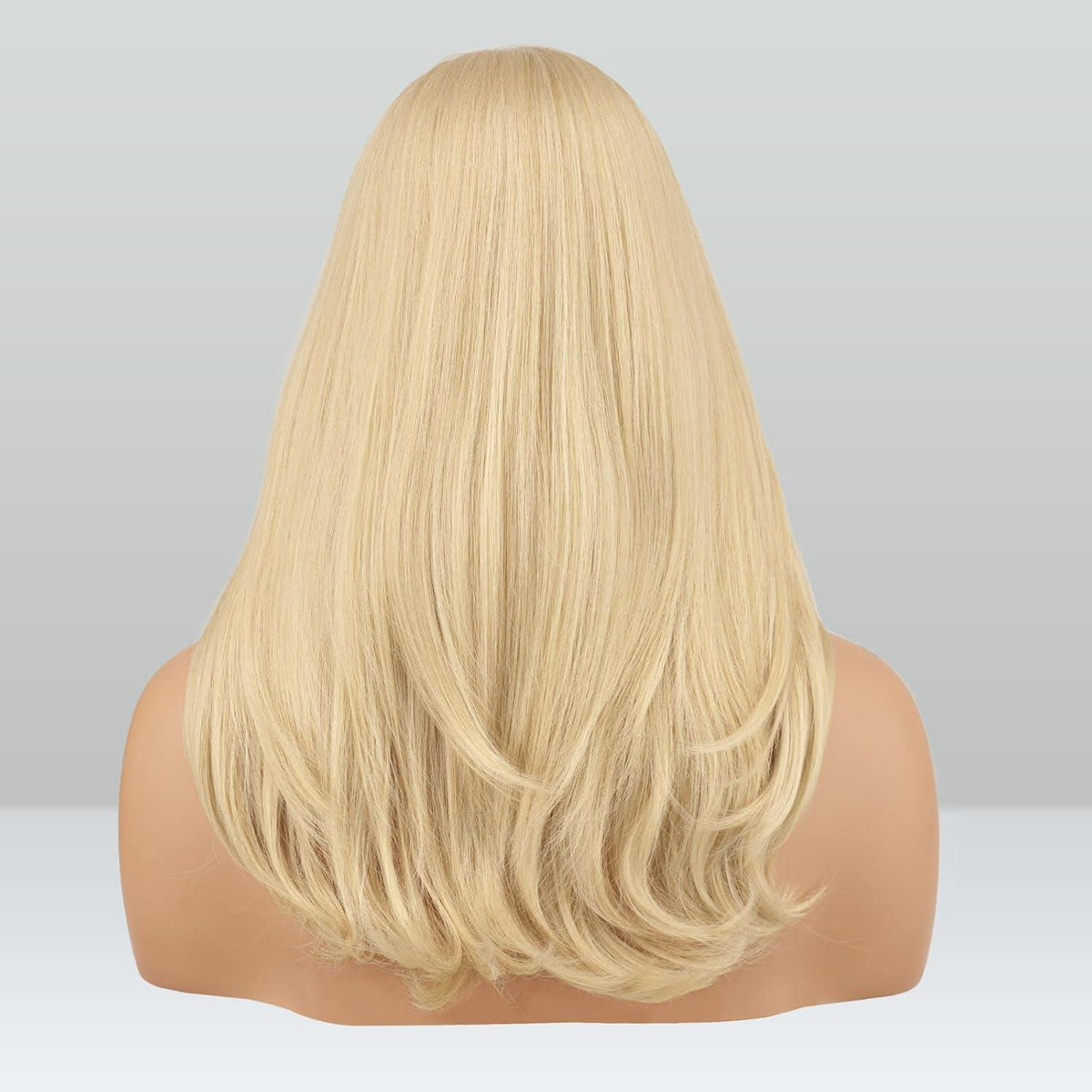 Langhaar Perücke mit Pony, Blond Synthetik Haar Perücke