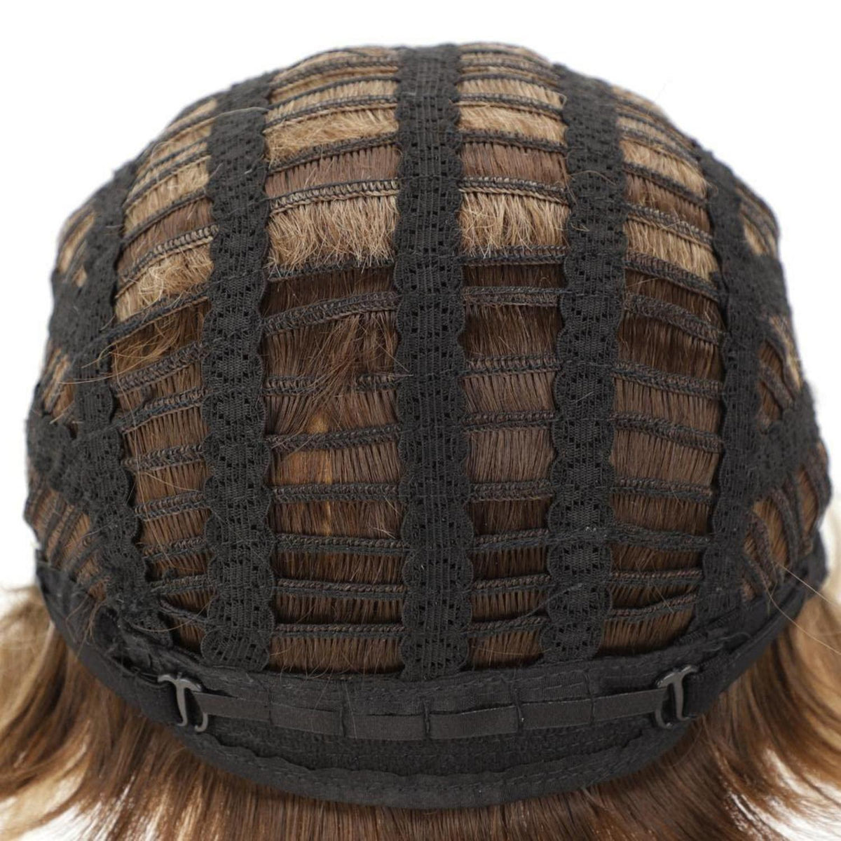 Kurze blonde & braune Bob Perücke mit Pony