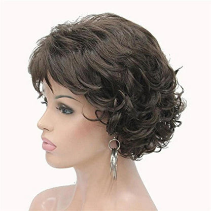 Dunkelbraune Bob Perücke mit Pony – Pixie Schnitt Perücke