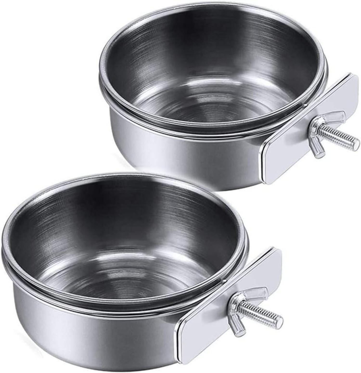 Edelstahl Vogelnapf Futterschüssel zum Aufhängen für Papageien 10cm 2er Set