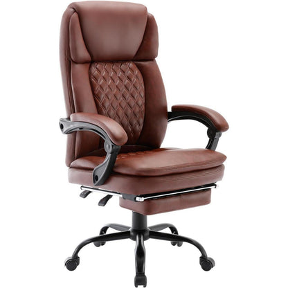 Ergonomischer Bürostuhl mit Fußstütze Hoher Rücken in Lederoptik
