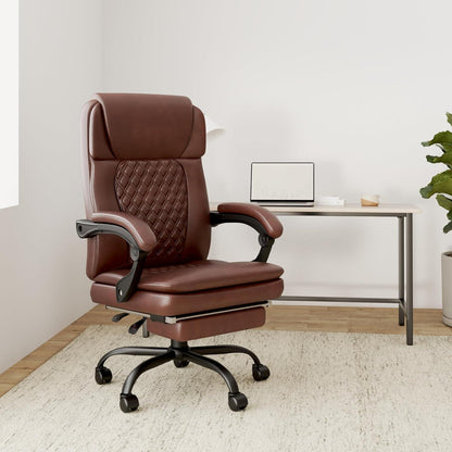 Ergonomischer Bürostuhl PU Leder mit Fußstütze Hoher Rücken